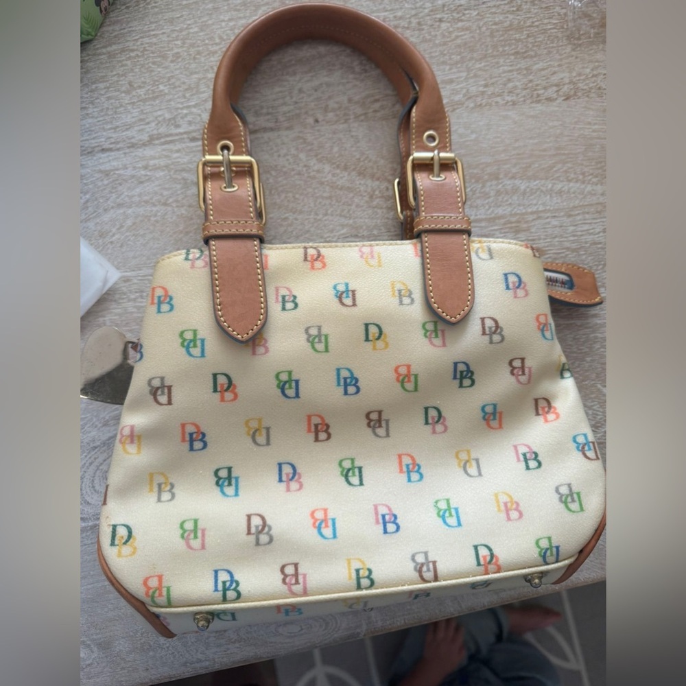Dooney & Bourke Cream Multicolor Logo Shoulder Bag